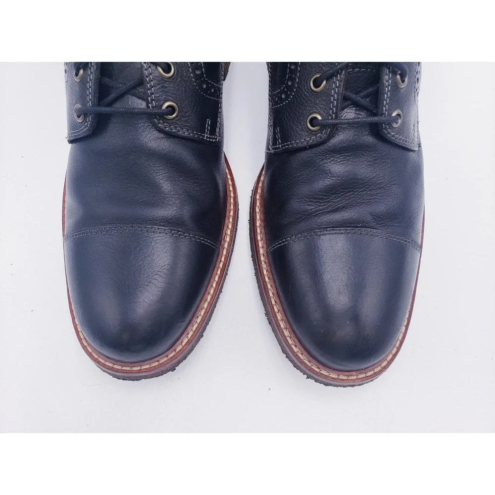 Johnston & Murphy Cap Toe Boot Black Leather Wool Cuff Mens Size 9